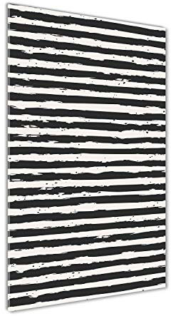 Tulup Impression sur Verre de 50x100 cm Image Tableau Photo décorative panoramique pour la Cuisine et Le Salon - Divers - Rayures Noires et Blanches - Noir et Blanc