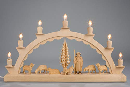 Nestler-Seiffen Schwibbogen mit geschnitzter Schäferei