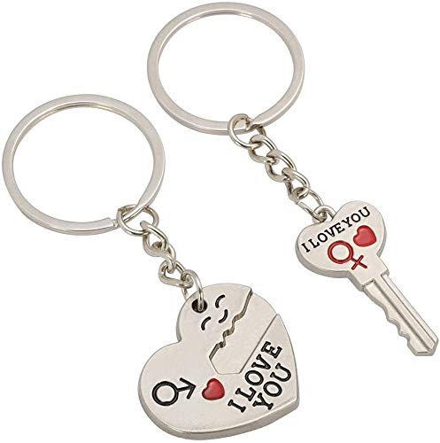 Couple porte-clés, porte-clés Une paire de porte-clés de la petite amie de coeur et de petit ami Je t'aime son amie-un cadeau pour mari et femme
