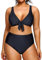 Yonique Damen-Bikini, hohe Taille, zweiteilig, Übergröße, Bauchkontrolle, Badebekleidung, Schwarz, 18 Plus