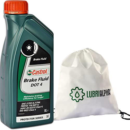 LUBRIALPHA Castrol Brake Fluid DOT4 Olio Freni Auto - Alta Prestazione, 1 Litro con Portachiavi Cavatappi