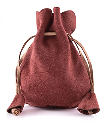 Battle-Merchant Lederbeutel Geldkatze Geldbeutel aus Wildleder | Wikinger Mittelalter LARP (Rot)