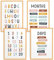 Papierschmiede® Kinderbilder 4er Set Lernposter Englisch, A4 gerahmt in Holzrahmen (Natur), Geschenk für Mädchen & Jungen Kinderzimmer, bunte Buchstaben Zahlen Wochentage Monate, ABC Days Months