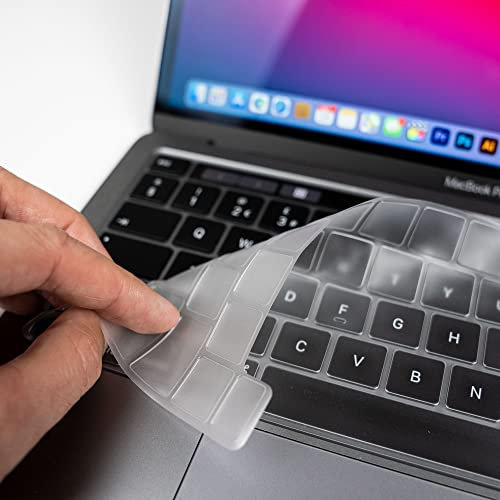 EditorsKeys Clear Cover für 13 Zoll und 16 Zoll MacBook Pro mit Touchbar inkl. 2020 A2338 (M1) A2289 A2251 A2141 & 2020 2019 mit Touch Bar & Touch ID Tastaturabdeckung, Schutzhülle, transparent