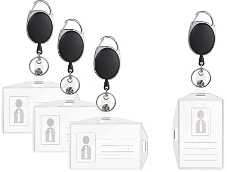 Vicloon Ausweisjojo, 4 Stück ID Kartenhalter mit Retractable Schlüssel Jojo, Ausweishalter mit Clip, Aus Plastik Hartplastik, Horizontal/Vertikal 2 Arten Zum Tragen, für ID Badge Holder