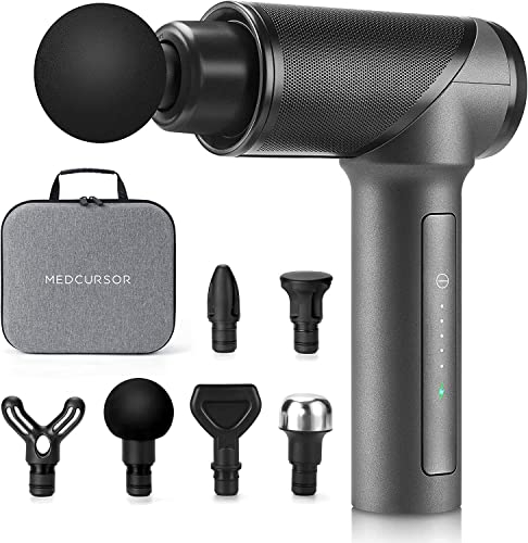 Medcursor tragbare Massagepistole-Tiefe Gewebemassage für Linderung der Schmerzen,Vibration mit hoher Intensität-enthält 6 Massageköpfe,Grau