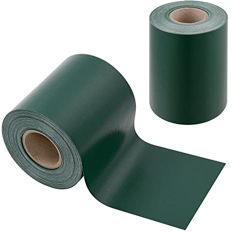 [en.casa] Bande de Brise-Vue Rouleau de Film de Clôture Résistant aux Intempéries UV Déchirures Toile Opaque en PVC Fils de Polyester 35 m x 19 cm 6,65 m² Vert Mousse Mat RAL 6005