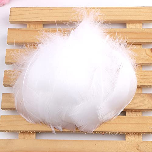 Duories 100 Stück Bunte Feder zum Basteln Naturfedern Gänsefedern Indianer Bastelfedern für DIY Kunstwerk Masken Hüte Ohrringe Haarschmucken Traumfänger Hochzeit Karneval Party Dekoration,7-12cm Weiß