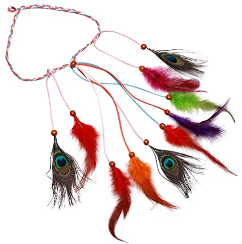 Bohemien Federn Haarband Hippie Haaretragen Pfauenfeder Stirnband Kopfschmuck Künstliche Feder Stirnbänder Feder Haarband für Frauen Halloween, Karneval Festival, Bühnenshows, Hochzeiten Rot
