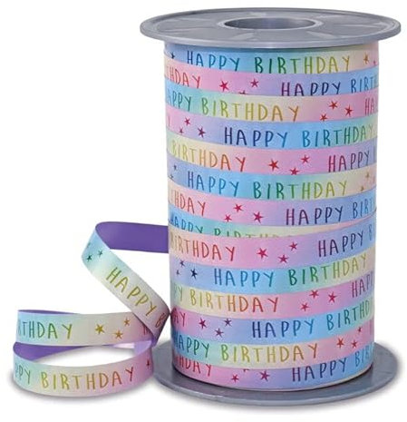 NEU Rainbow-Pastell Birthday Geschenkband, Breite 10mm, Länge 200m