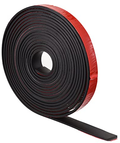 sourcing map Neopreno Láminas Rollos, Adhesivo Reverso Sólido Goma Tiras 4mm(T) x20mm(W) x5000mm(L), Bricolaje Goma Junta, Sellado Acolchado, Reducción Vibración Estera