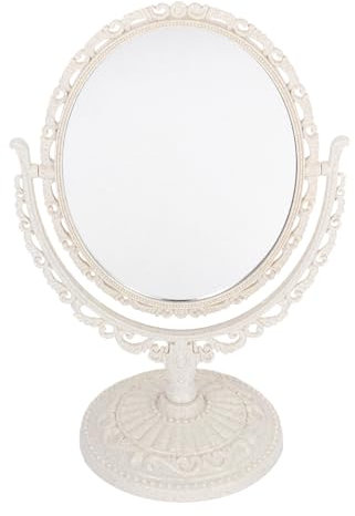 FOMIYES Miroir De Bureau Vintage avec Support Miroir De Commode en De Coeur De Maquillage De Bureau De Table Rotatif De Vanité pour Chambre 28X16cm
