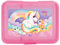 Depesche 12435 Ylvi - Glitzer Brotdose in transparentem Pink mit 1 Fach und einsetzbarer Trennkarte, Lunchbox mit Einhorn-Motiv