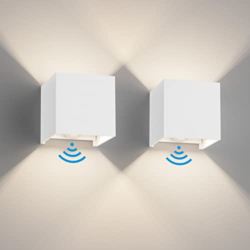Klighten 2 Stück LED Wandleuchte mit Bewegungsmelder Innen/Außen 4500K Außenwandleuchte mit Bewegungsmelder Wandlampe Einstellbar Abstrahlwinkel, mit Austauschbarer G9 LED Lampe