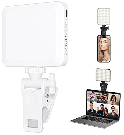 XINBAOHONG Rechargeable Selfie Light, Clip Fill Light for Phone Laptop Tablet Portable for Video Conference Live Streaming Zoom Call Makeup Picture (White)