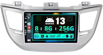 SXAUTO ¦ 8G+256G, 8-Core ¦ Android 14 IPS Autoradio Per Hyundai Tucson (2014-2018) - Senza fili Carplay & Android Auto - LED Camera + MIC - DAB Fast-boot Volante 360-Camera AHD WIFI - 2 Din 9 Pollici
