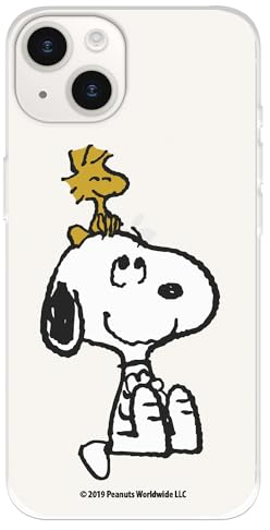 Schutzhülle kompatibel mit iPhone 15, offiziell von Peanuts Woodstock und Snoopy zum Schutz Ihres Mobiltelefons, transparente Silikonhülle, mit offizieller Snoopy-Lizenz