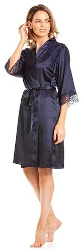 Lady Olga Satin Dressing Gown Women | Lightweight Satin Robe Kimonos For Women, Plus Size Womens Nightwear | Bride & Bridesmaid Robes, Black Satin Night Dress Gown Ladies Nighties (Navy,22-24)
