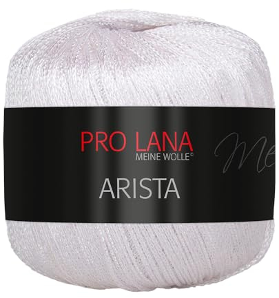Frida's Wollhaus Pro Lana 25 g Arista Häkelgarn Effektgarn Glitzergarn Lurexgarn weich 12 Farben (304 | Weiß)