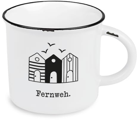 Kaffeetasse vintage| Keramik Becher zum verschenken | maritim | Fernweh, Blau