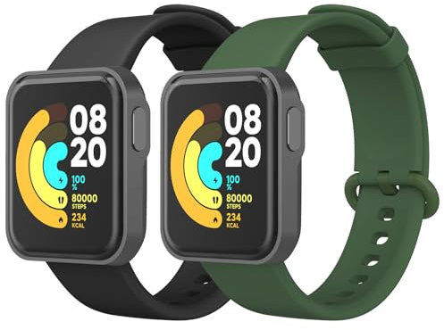 Oumida 2 Pièces Bracelet Compatible avec Xiaomi Mi Watch Lite/Redmi Watch, Sport Silicone Souple pour Xiaomi/Redmi, Noir+Vert