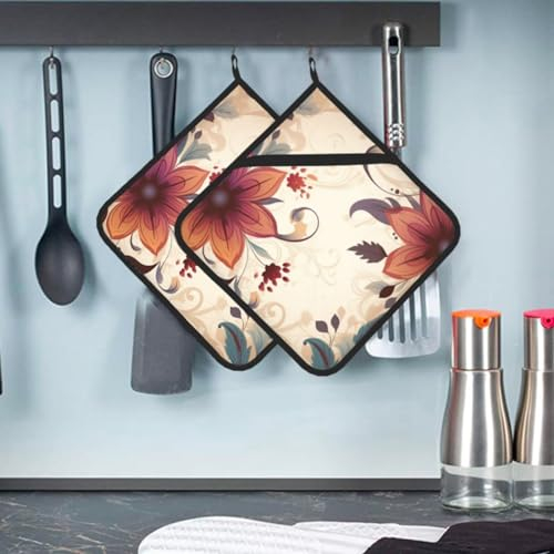 Presine moderne con stampa floreale per cucina resistenti al calore presine antiscivolo per cucina cottura cottura 2 pezzi