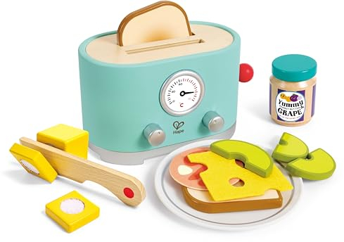 Hape Pop-up-Toaster-Set Kling, Timer & Zubehör, realistisches Spielen, ab 24 Monaten, fantasievoller Spaß