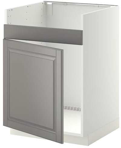 METOD Base Cab f HAVSEN Fregadero de un solo seno 60x60 cm, blanco/gris Bodbyn