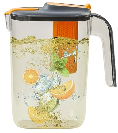 Jarra De Agua Para Frigorífico, 2.6L Jarra Infusora De Frutas, Jarra De Agua De Plástico Con Tapa, Jarra Para Bebidas Calientes O Frías, Jarra De Té Helado, Jarra De Agua Con Infusión Para Té, Jugo
