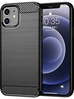 Max Power Digital Hülle für iPhone 12 Mini Carbon Cover Schutzhülle Handyhülle Silikon Case Stoßfest Kratzfeste Schutzhülle Schwarz Cover Shock [Kabellose Aufladung Kompatibel] (iPhone 12 Mini)