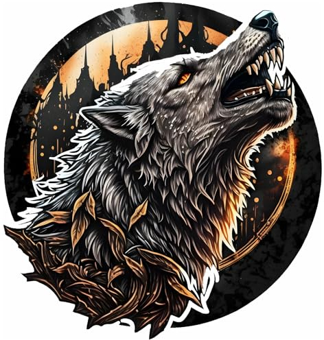 Samunshi® Wanddeko Wikinger Wolf Fenrir Wallart Wolf Wandtattoo Asgard für Wohnzimmer Küche Wandaufkleber Wandsticker Runen Odin Thor 66x70cm