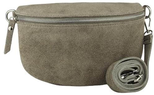 Frentree® Midi Echtleder-Umhängetasche Aus Italien, Crossbodytasche Mit Abnehmbarem Schultergurt Und Silbernem Reißverschluss