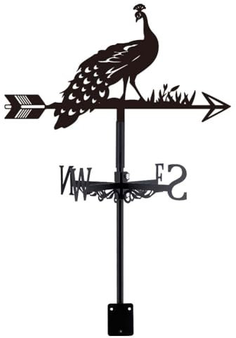 SUPERDANT Girouette de Jardin Exterieur de Jardin en Métal en Forme de Paon pour Girouette de Toit de Direction du Vent Girouettes Noire Panneaux pour Ferme Cour Extérieur Deco Jardin Exterieur