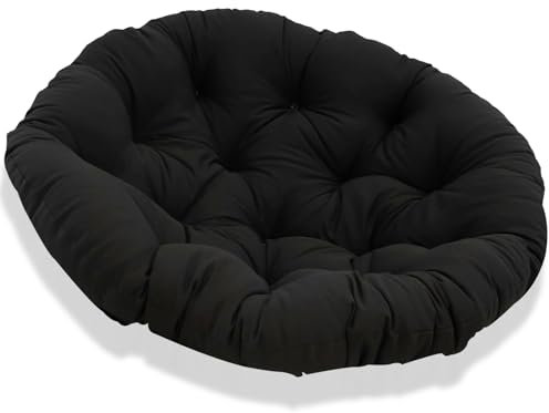 JIcloun Papasansessel Kissen 130cm, Stuhlkissen für Papasan Chair, Wasserdicht Dicke Bodenkissen Rund Groß, Runde Ersatzpolster für Hängesessel Rattansessel Korbsessel Outdoor Gartenmöbel Schwarz