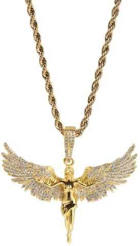 Sopodbacker Halskette Ketten Schmuck Herren Frauen Anhänger Necklacevintage Halskette Fliegende Männer Frauen Rap Hip Hop Anhänger Party Gold-3Mm24Inch