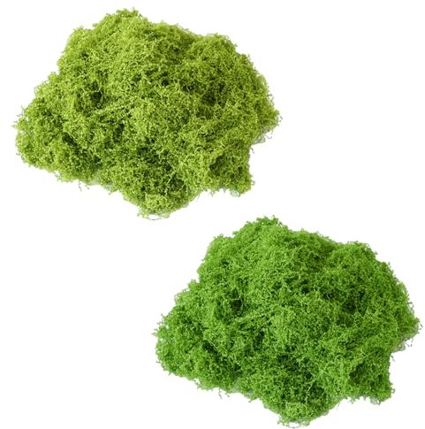 IKOPFLN 120g Kunstmoos zum Dekorieren, Moos Deko, Moos zum Basteln, Islandmoos, Kunstrasen zum Basteln, Kunstpflanze, Fake Pflanzen für Übertöpfe Künstlicher Pflanzen(60g dunkelgrün + 60g hellgrün)