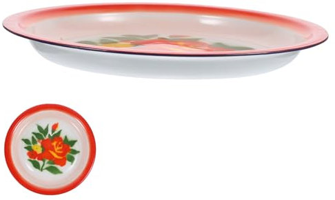 SHOWERORO Placa De Esmalte De Plato Multifunción Plato De Postre Chino Ideal Para El Hogar Seguro y Saludable