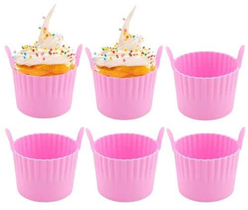 RoseFlower Pirottini per Friggitrice ad Aria, 6 Confezioni di Stampi Muffin per Friggitrice ad Aria, Pirottini Silicone per Cupcake, Budini, uova Fritte, Panini, Stampi per Muffin