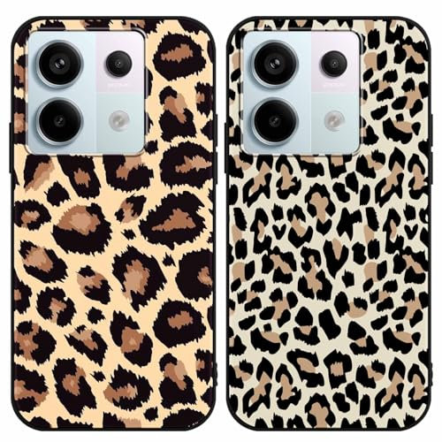 Yoedge 2 × Cover per Xiaomi Redmi Note 13 Pro 5G/Poco X6 5G 6,67 - Custodia Leopardata Nero per Telefono Aesthetic Disegni, Marrone Leopardo Custodie Protettiva per Cellulare Silicone Antiurto case