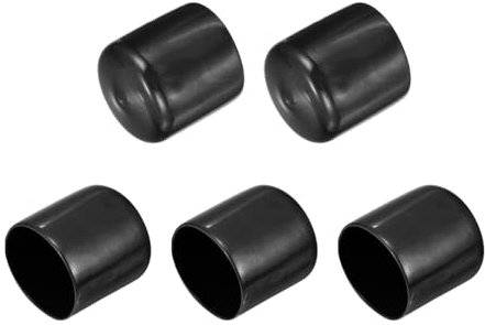 QUARKZMAN 5 Stück Gummi Endkappen 39 mm Kunststoffkappe Gummikappen Schutzkappen Abdeckung Fußkappen für Stuhlbeine Tischbeine Schrauben Bolzen Gewinde Metallstäbe Rohr Zaunpfosten Schwarz