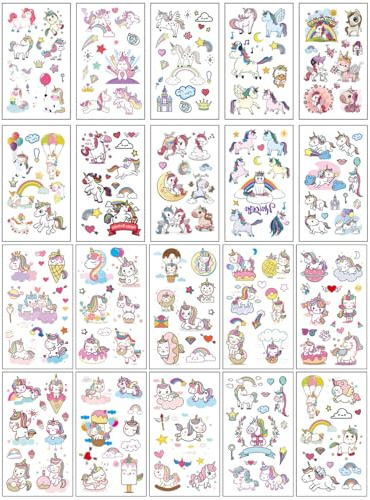 TPZORJX Einhorn 20 Blatt Glitzer Sticker, Mädchen, Papeterie, Einhorn Geschenk, Einschulung, Schultüte Füllung