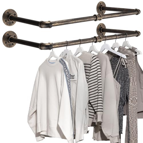 Tanice Kleiderständer Wandmontage 2er Set 60cm Garderobenstange Wand Kleiderstange Garderobe für Wohnungen Schlafzimmer, Bronze