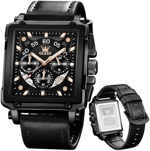 OLEVS Herrenuhren Lederarmband Chronograph Japanische Quarz Herren Uhr mit Datum Wasserdicht Klassische Elegantes Armbanduhr Herren Geschenk