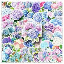 50 PCS Hydrangea Flower Stickers for Skateboard,Car,Notebook,Computer,Water Bottle,Bike,Laptop,Helmet,Cute Plant Waterproof Vinyl Decals,Women Adults Sticker,Trendy Graffiti Sticker
