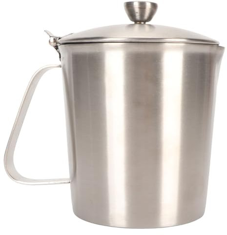 Stainless Steel Measuring Cup with Handle and Lid, 700ml Milk Frothing Pitcher Small Coffee Mug for Office Kitchen