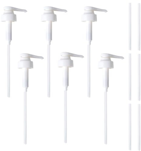 6 Stück Dosierpumpe für Best Body Nutrition, 34mm Wiederverwendbare Pumpspender Ersatz Sirup Spender für 500ml/1000ml Flaschen, Clip-on Dosierpumpe mit 6 Kurzen Schläuchen(Weiß)