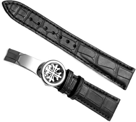 kongsou Echtes Alligatorlederarmband für Patek Philippe 5146 5396 Uhrenarmband(Brown,21mm)