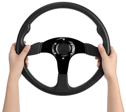 Tissting Sportlenkrad für Auto, Universell 350 mm 14 6 Bolzen Schwarz