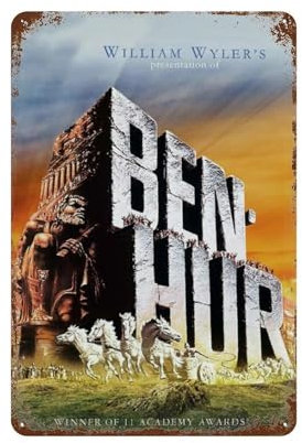 LXODGHE Ben-Hur Filmposter, Wanddekoration, Kunst, Metallblech-Poster, moderne Bar-Dekorationen, 30 x 20 cm