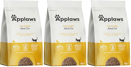 Applaws Complete Natural and Grain Free Dry Adult Cat Food, Chicken, 2 kg Bag (Pack of 3)